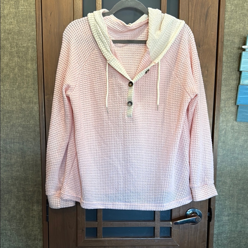 NEW Pink Textured Thermal Hoody Top XL